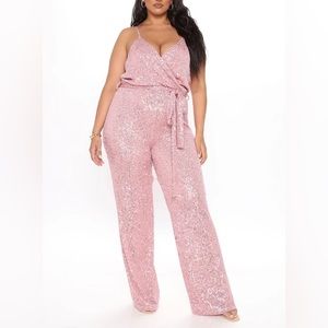 Pink sequin Jumpsuit.